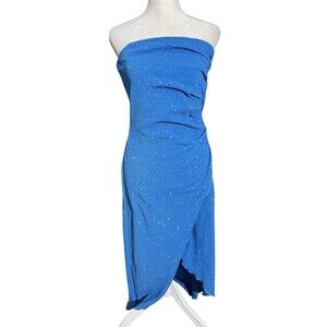 Kiki USA sparkle dress sleeveless midi fairy y2k asymmetrical Runched Sides